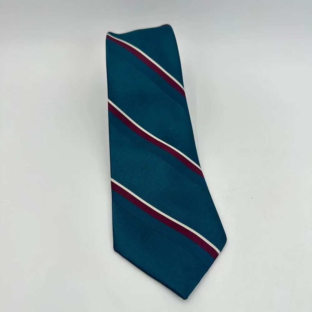 Wembley Leatherback Satins Tie Men's Teal Burgundy Stripe 3.5